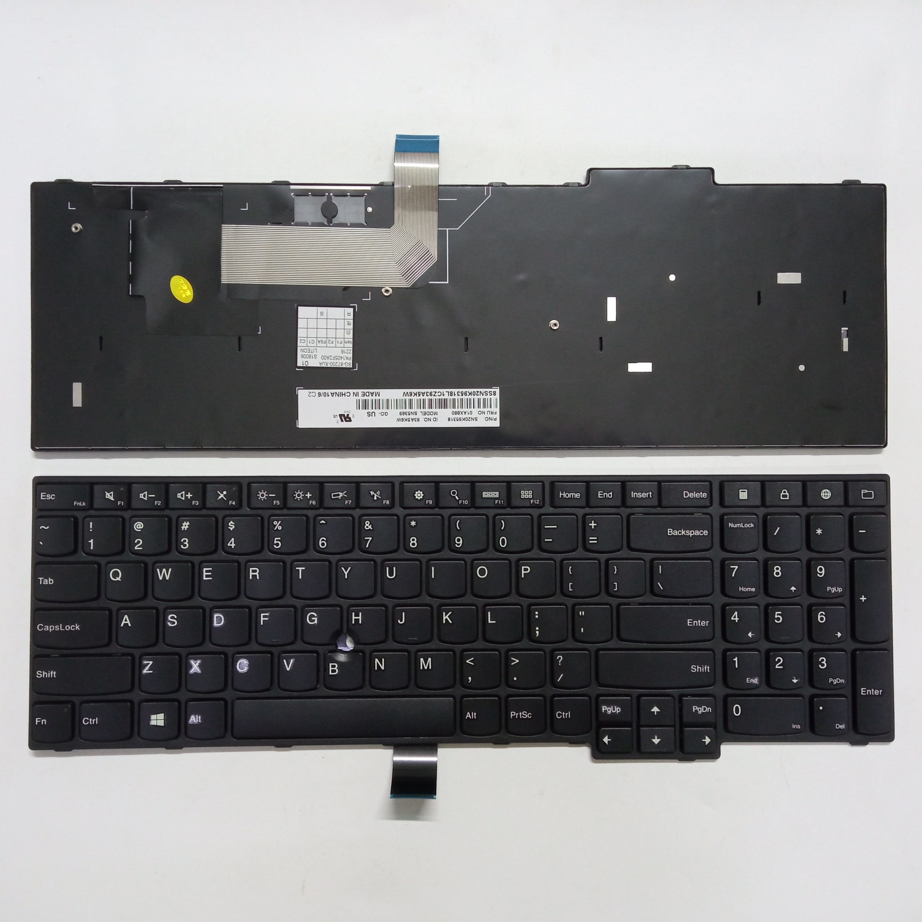 Picture of New Replacement Laptop Keyboard For IBM E550/E555/E550C/E560/E565 BLACK FRAME BLACK With hole (OEM) US Layout
